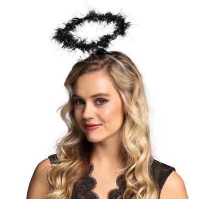 Duistere engel verkleed diadeem/tiara - zwart - met halo - Horror/Halloween accessoires Duistere engel verkleed diadeem/tiara - zwart - met halo - Horror/Halloween accessoires