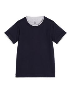 Brunello Cucinelli Kids t-shirt en coton à col rond - Bleu