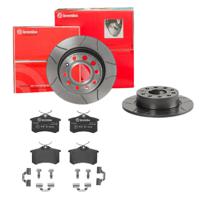 Remmenset, remschijf BREMBO, Remschijftype: Gespleten, Inbouwplaats: Achteras, u.a. für Seat, VW, Skoda, Audi