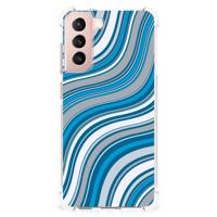 Samsung Galaxy S21 FE Doorzichtige Silicone Hoesje Waves Blue