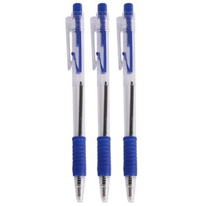 Balpennen - 8x stuks - blauw - softgrip - kliksysteem   -