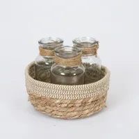 Mand Straw Seagrass 3 Flessen Groen Wit Naturel Daan Kromhout