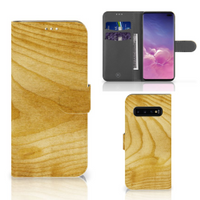 Samsung Galaxy S10 Plus Book Style Case Licht Hout - thumbnail