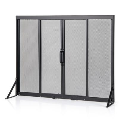 Kaminbescherming met Schuifdeuren Vrijstaande Haardveiligheid met Driehoekig Steunframe 89 x 72 cm