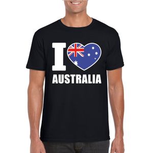 Zwart I love Australie fan shirt heren