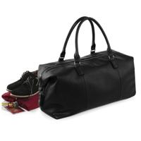 Leatherlook weekendtas - zwart - 30 liter - 56 x 28 x 29 cm - kunstleer - reistas