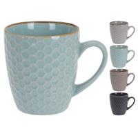 Excellent Houseware luxe gekleurde stoneware bekers/koffiekopjes - 4x - 300 ml - Koffiebekers