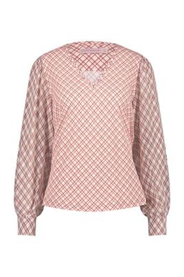 Winona check blouse - offwhite/stone red - 06891