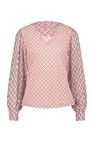 Winona check blouse - offwhite/stone red - 06891