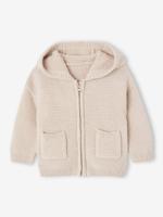 Vest met capuchon en rits van tricot voor baby's gemêleerd beige