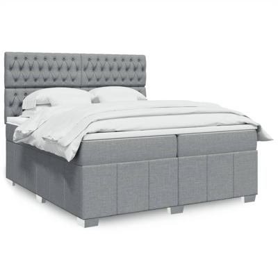 Boxspring met matras stof lichtgrijs 200x200 cm