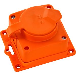 Stekkerdoos voor Buiten - Decon - 1 Stopcontact - Spatwaterdicht IP44 - Wandmontage - Randaarde - Rubber - Oranje | Nederland