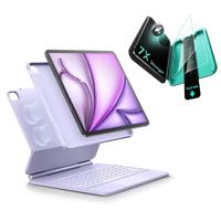 iPad Air 13" (M4) 2026 Bundle Rebound Magnetic Keyboard Case 360 & Screen Protectors - US Layout-Purple