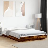 Bedframe bewerkt hout gerookt eikenkleurig 135x190 cm