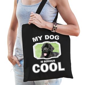 Newfoundlander honden tasje zwart volwassenen en kinderen - my dog serious is cool kado boodschappe