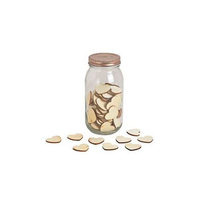 4x Glazen wenspotjes met 100 houten hartjes 17 cm bruiloft decoratie