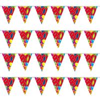 Leeftijd vlaggenlijn 80 jaar - 4x stuks - 10 meter - plastic - 80e verjaardag slinger - vlaggetjes