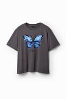 T-shirt vlinderillustratie - BLACK - XL