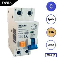 SEP Aardlekautomaat 13A C Kar 30mA 2 polig 36mm RCM2 Kema Keur 230V automaat en aardlek in een