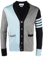 Thom Browne 4-Bar stripe V-neck cardigan - Bleu