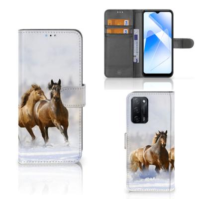 OPPO A16/A16s/A54s | Telefoonhoesje | Met pasjeshouder | Paarden