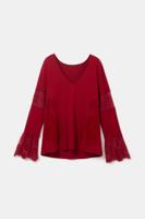 Shirt met bloemenkant - RED - XL