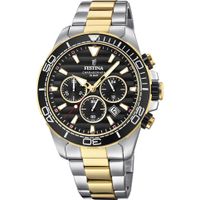 Festina F20363/3 Horloge Prestige Chrono staal zilver- en goudkleurig-zwart 44,3 mm