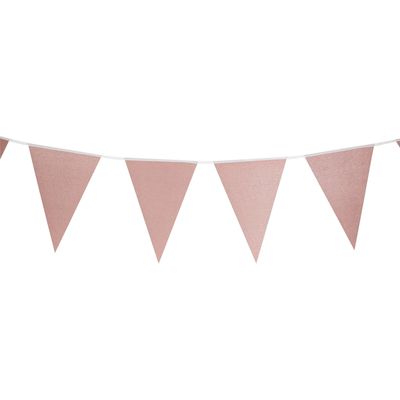 Party Vlaggenlijn - binnen - papier - rose goud - 6 m - 25 vlaggetjes