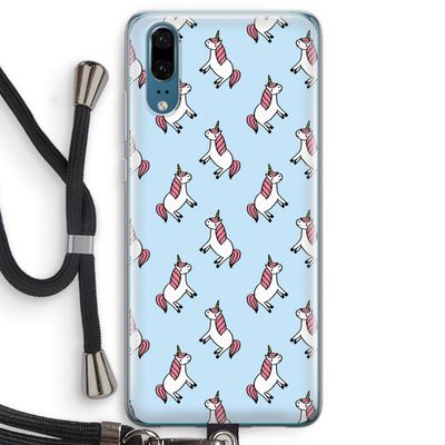 Eenhoorns overal: Huawei P20 Transparant Hoesje met koord