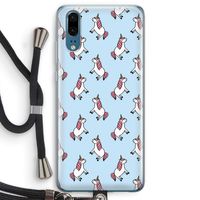 Eenhoorns overal: Huawei P20 Transparant Hoesje met koord