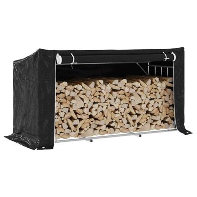 Haardhoutrek met regenhoes 200,5x80,5x110,5 cm staal