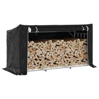 Haardhoutrek met regenhoes 200,5x80,5x110,5 cm staal