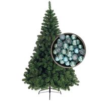 Bellatio Decorations kunst kerstboom 210 cm met kerstballen ijsblauw - Kunstkerstboom - thumbnail