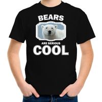 Dieren witte ijsbeer t-shirt zwart kinderen - bears are cool shirt jongens en meisjes - thumbnail