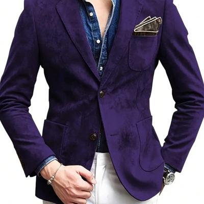 Bon&Bon Men's Suede Blazer - Slim Fit Faux Leather Sport Coat, Orange Purple / M