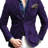 Bon&Bon Men's Suede Blazer - Slim Fit Faux Leather Sport Coat, Orange Purple / M