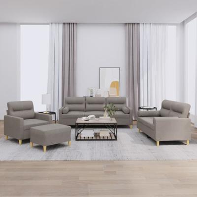 4-delige Loungeset met kussens stof taupe