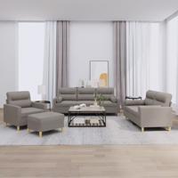 4-delige Loungeset met kussens stof taupe