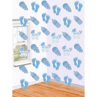 Hangdecoratie Geboorte Baby Blauw - 6 Stuks - thumbnail