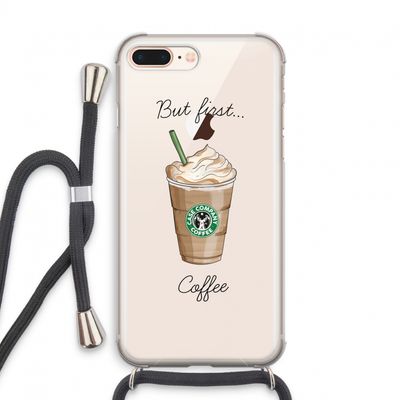 But first coffee: iPhone 8 Plus Transparant Hoesje met koord