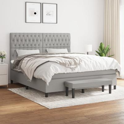 Boxspring met matras stof lichtgrijs 180x200 cm
