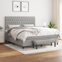 Boxspring met matras stof lichtgrijs 180x200 cm