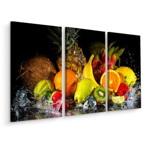 Schilderij - Vers fruit in het water, 3 luik, premium print