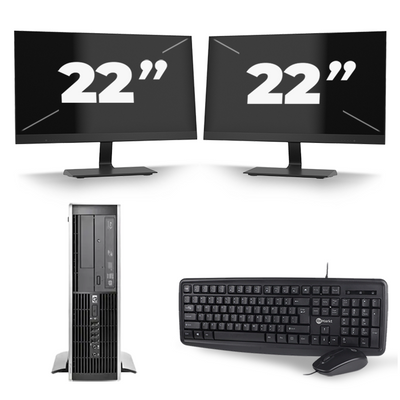 HP Compaq Elite 8300 SFF - Intel Core i5-3e Generatie - 8GB RAM - 256GB SSD - Windows 10 + 2x 22 inch Monitor