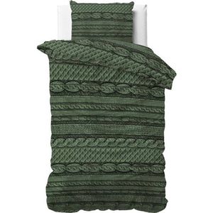 Dekbedovertrek - Nature Knits - Gebreid Dessin - Met Knoopsluiting, Incl. Kussenslopen - Groen