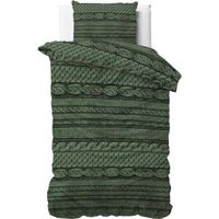 Dekbedovertrek - Nature Knits - Gebreid Dessin - Met Knoopsluiting, Incl. Kussenslopen - Groen - thumbnail