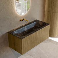 Badmeubel Mondiaz Kurve-Dlux | 100 cm cm | Meubelkleur Dusk | Wastafelkleur Lava | Solid surface | Wasbak midden spoelbak | Zonder kraangat(en)
