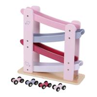 Jipy Houten Autobaan + 4 Auto's Roze