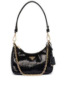 Prada mini sac Re-Nylon à sequins - Noir