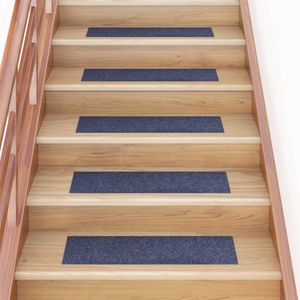 VidaXL Trapmatten zelfklevend 15 stuks 76x20 cm grijs blauw rechthoekig